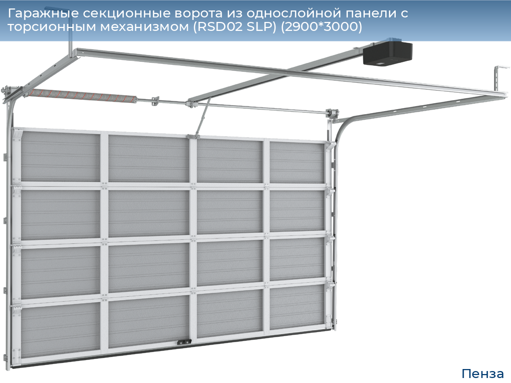 Гаражные секционные ворота из однослойной панели с торсионным механизмом (RSD02 SLP) (2900*3000), penza.doorhan.ru