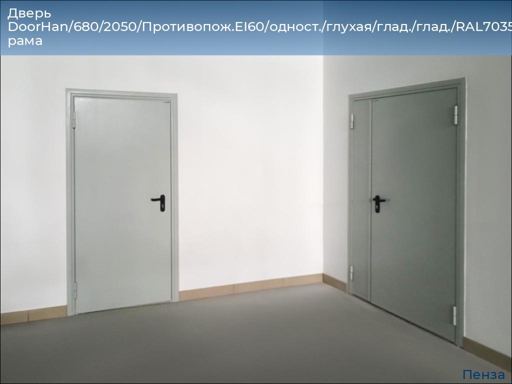 Дверь DoorHan/680/2050/Противопож.EI60/одност./глухая/глад./глад./RAL7035/лев./угл. рама, penza.doorhan.ru