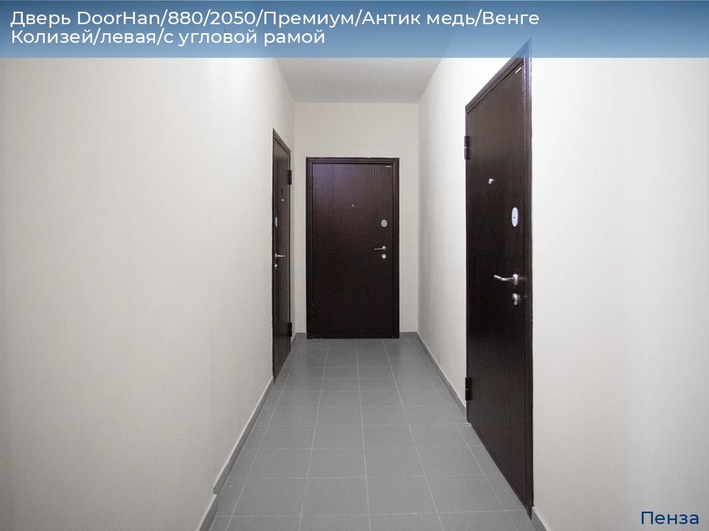 Дверь DoorHan/880/2050/Премиум/Антик медь/Венге Колизей/левая/с угловой рамой, penza.doorhan.ru