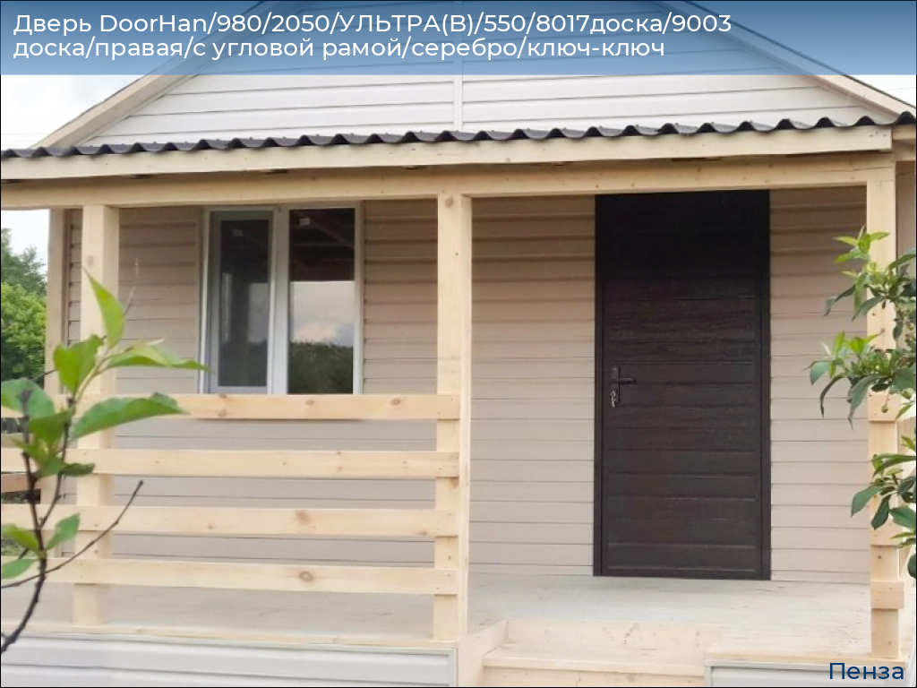 Дверь DoorHan/980/2050/УЛЬТРА(B)/550/8017доска/9003 доска/правая/с угловой рамой/серебро/ключ-ключ, penza.doorhan.ru